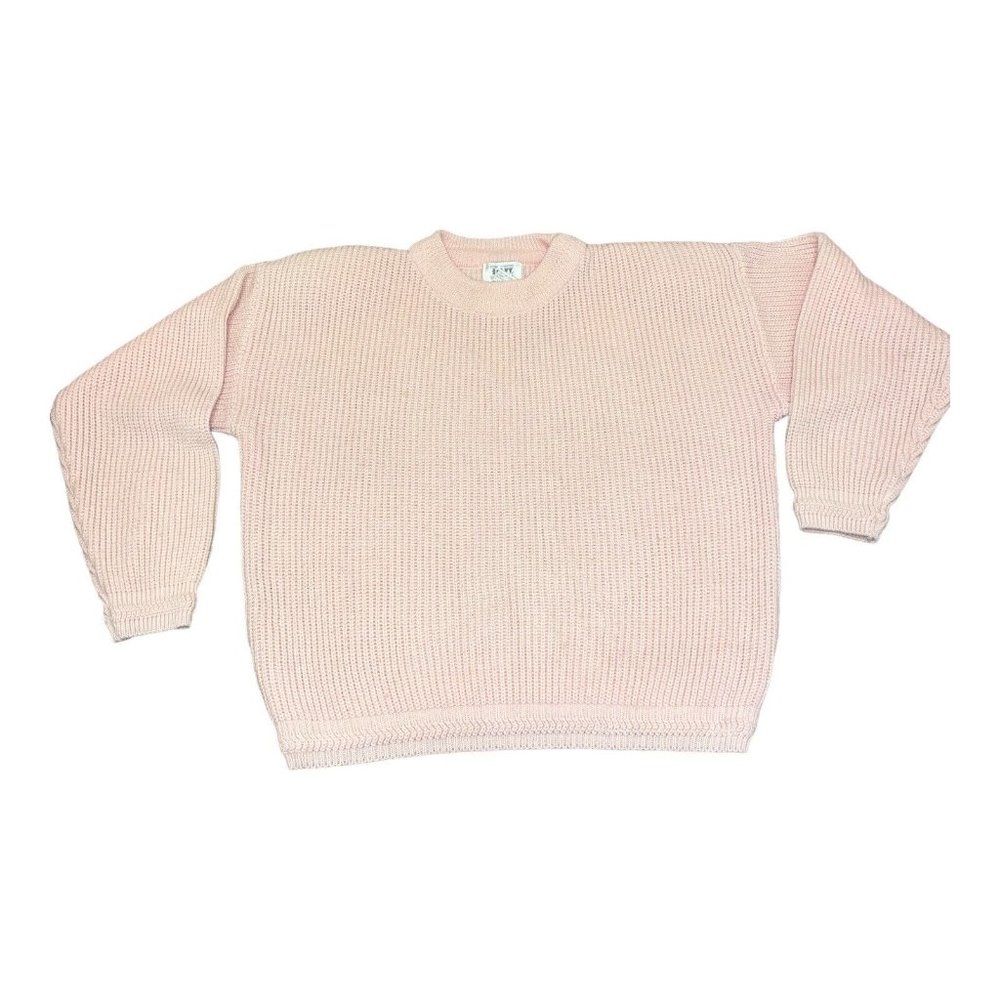 80s 90s TJW Mervyn's Light Pink Women’s Acrylic Knit Sweater Shoulder Pads Small